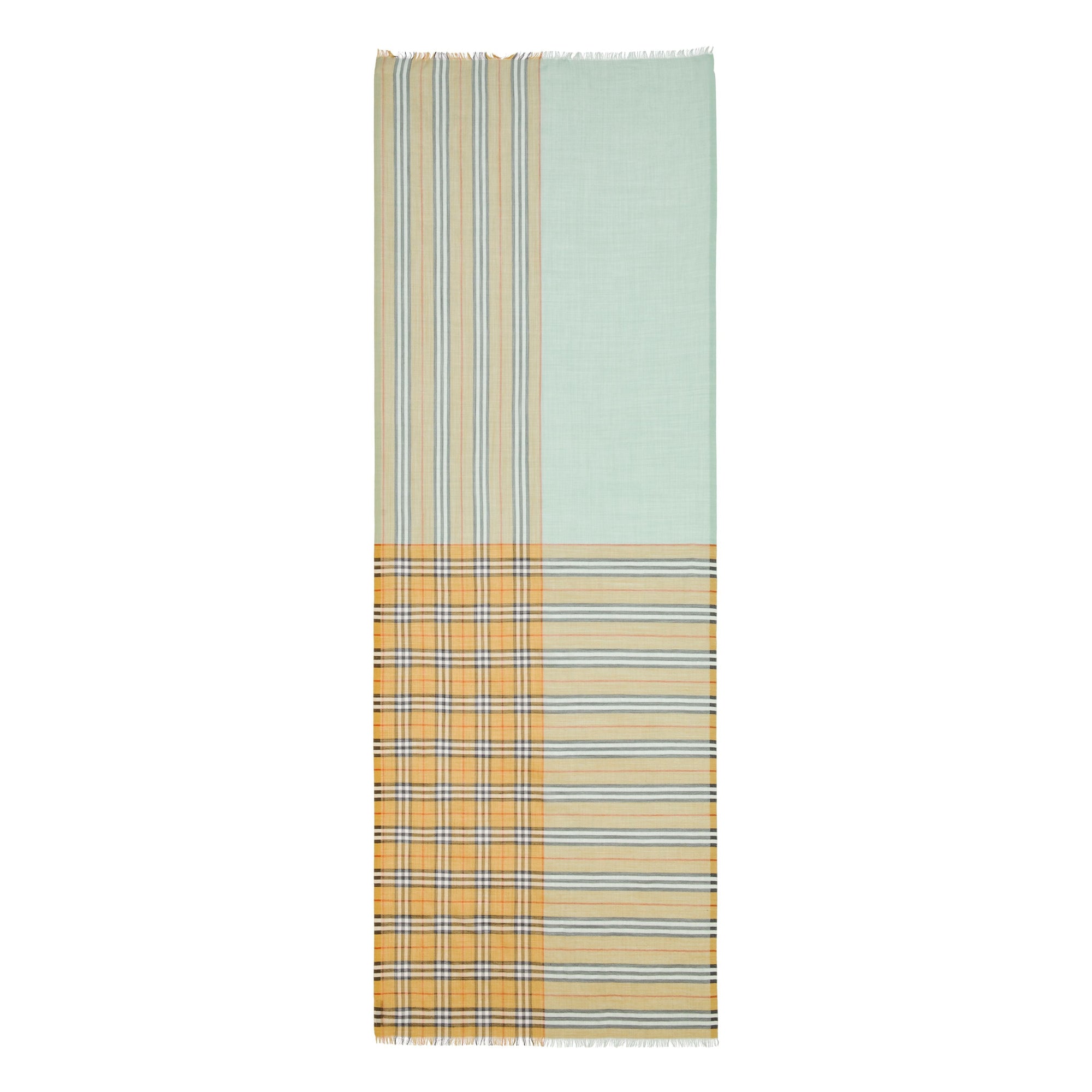 Écharpe en laine et soie à motif Vintage check et color-block - Light Mint