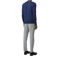 Pull en laine mérinos avec détails en maille côtelée - Storm Blue