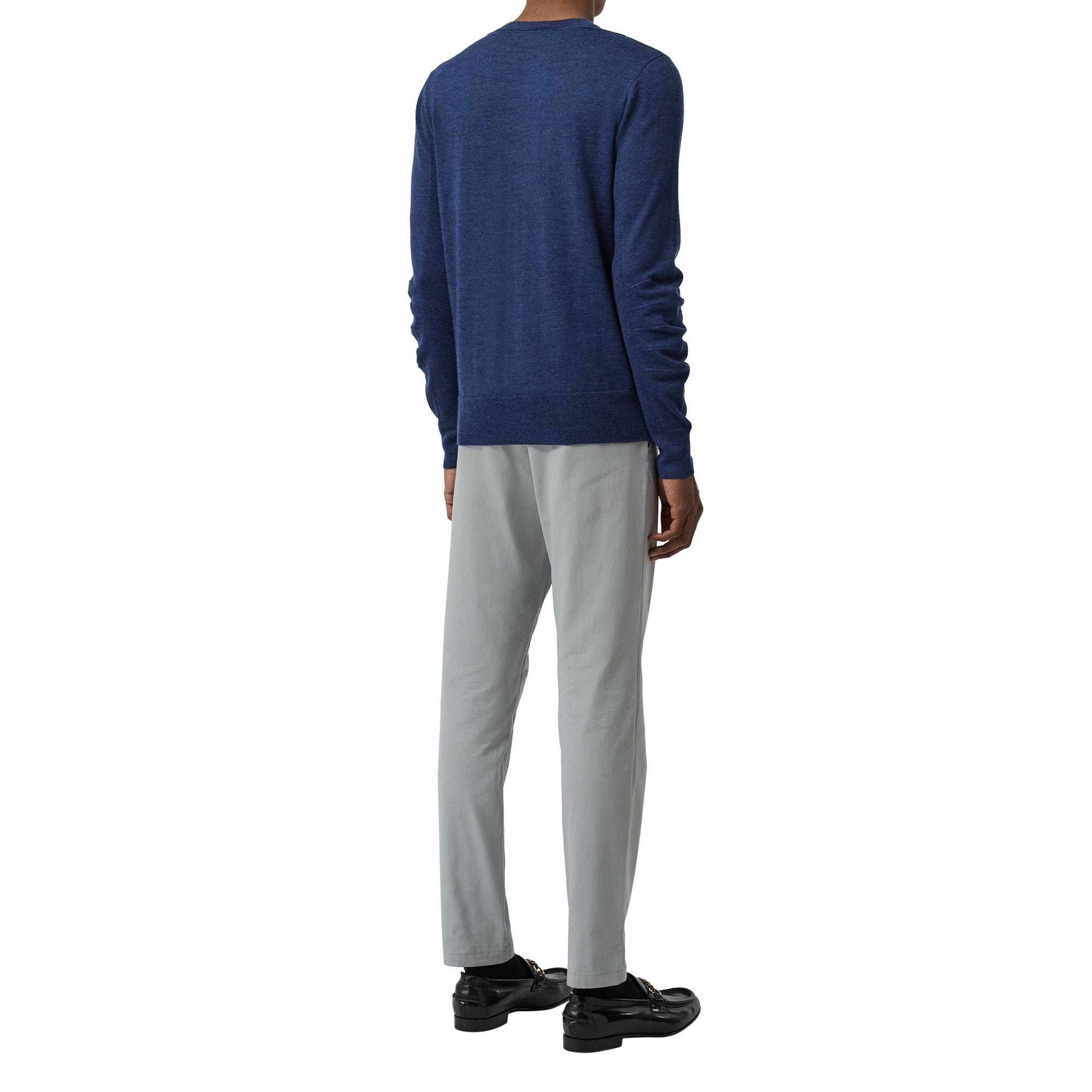 Pull en laine mérinos avec détails en maille côtelée - Storm Blue