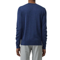 Pull en laine mérinos avec détails en maille côtelée - Storm Blue