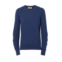 Pull en laine mérinos avec détails en maille côtelée - Storm Blue