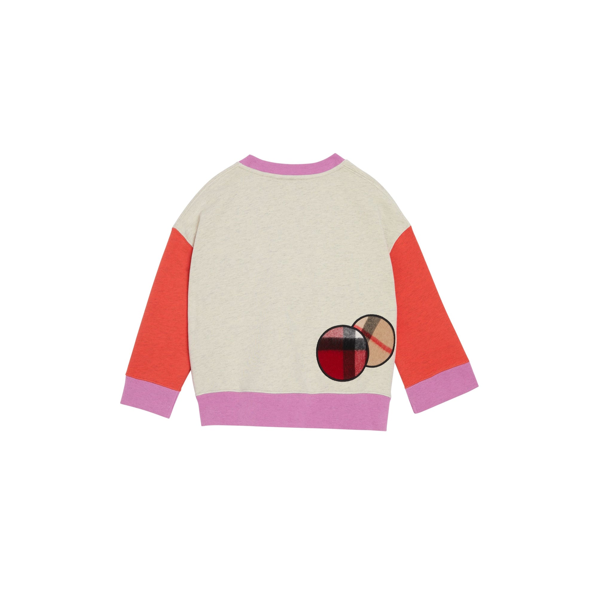 Sweat-shirt en coton avec appliqué à motif check - Grey Melange
