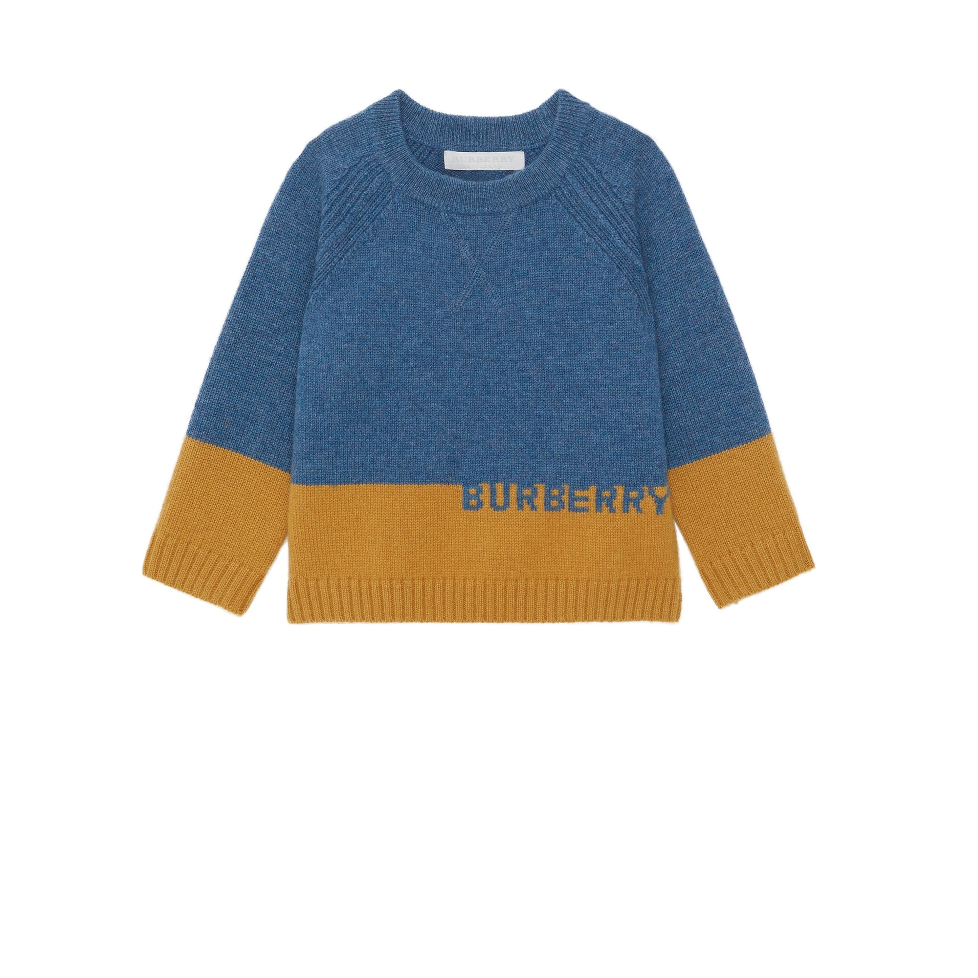 Pull en cachemire avec logo en intarsia - Dusty Blue Melange