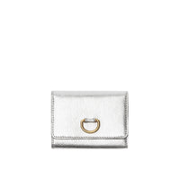 Petit portefeuille en cuir métallisé avec boucle en D - Silver