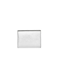 Petit portefeuille en cuir métallisé avec boucle en D - Silver