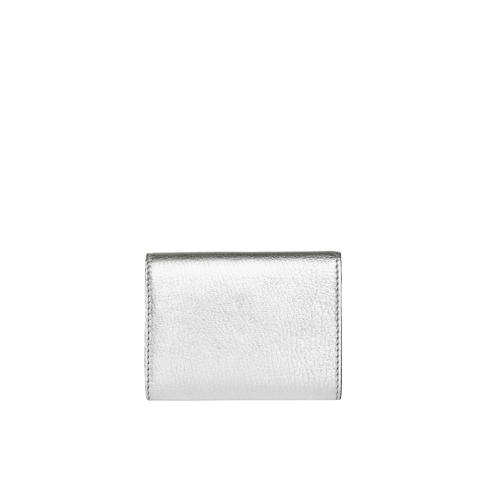 Petit portefeuille en cuir métallisé avec boucle en D - Silver