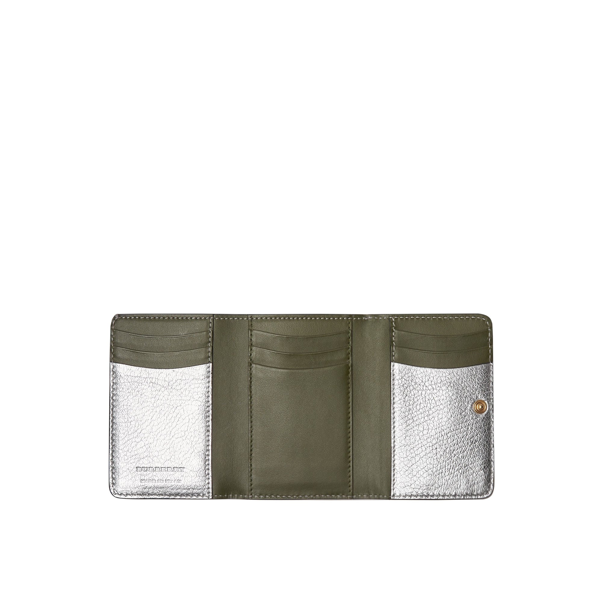 Petit portefeuille en cuir métallisé avec boucle en D - Silver