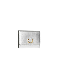 Petit portefeuille en cuir métallisé avec boucle en D - Silver