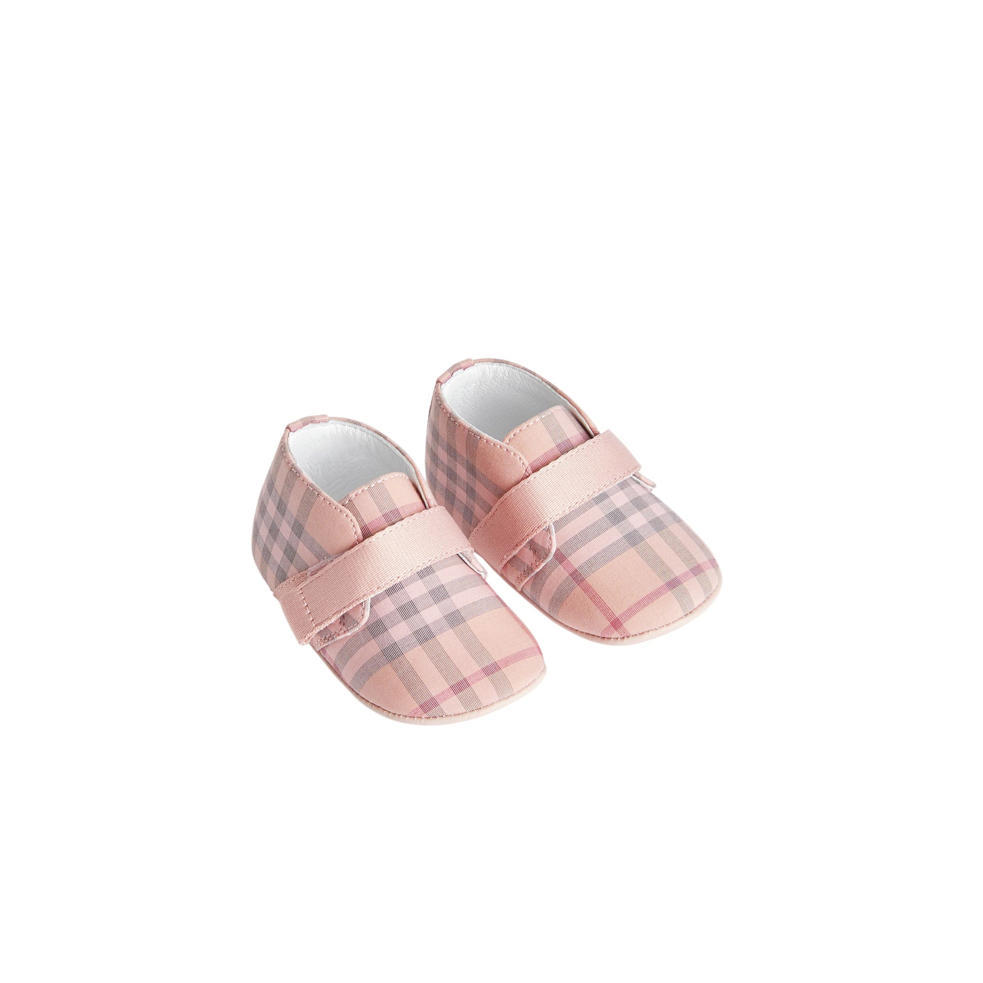 Chaussures en cuir et coton à motif check - Light Rose