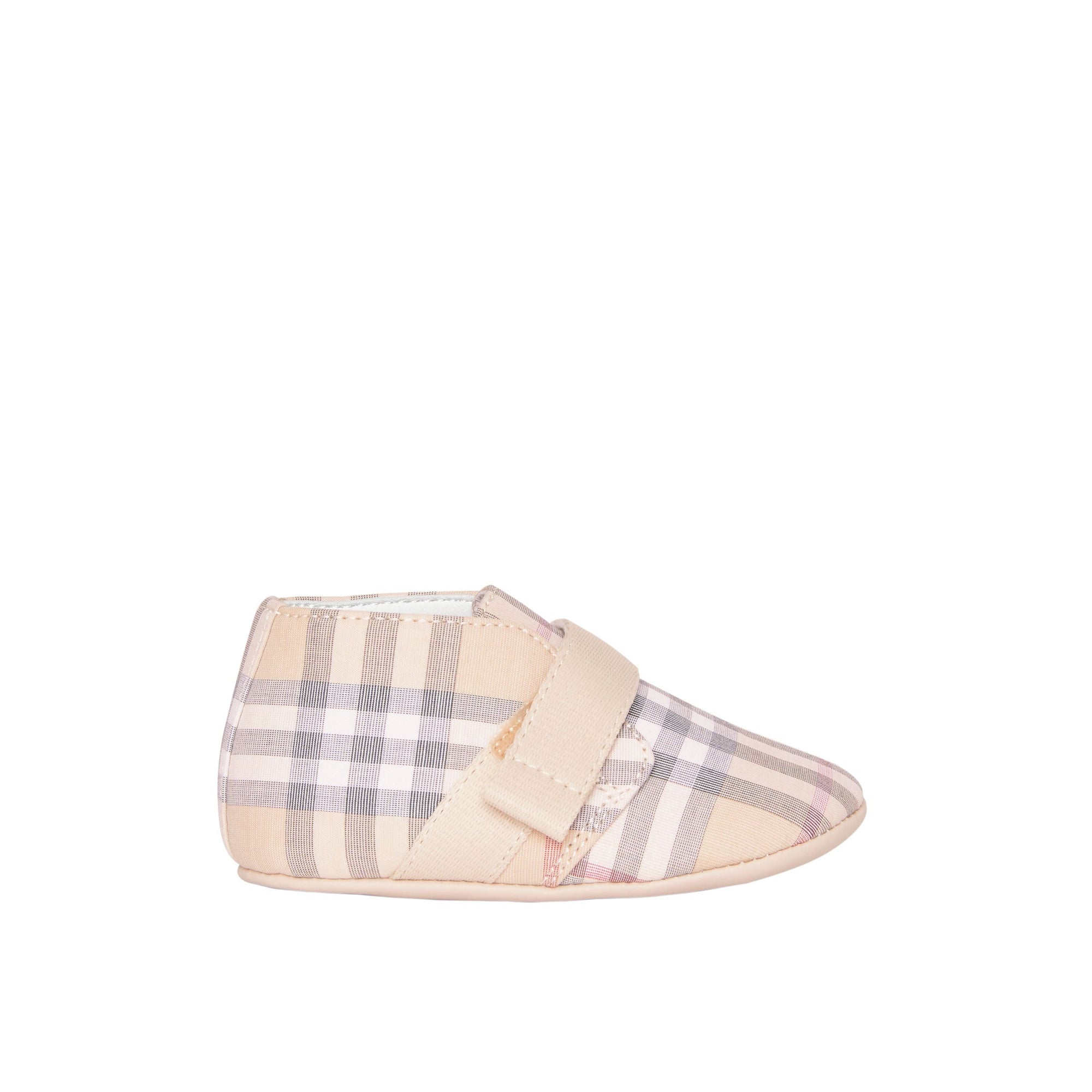 Chaussures en cuir et coton à motif check - Pale Stone