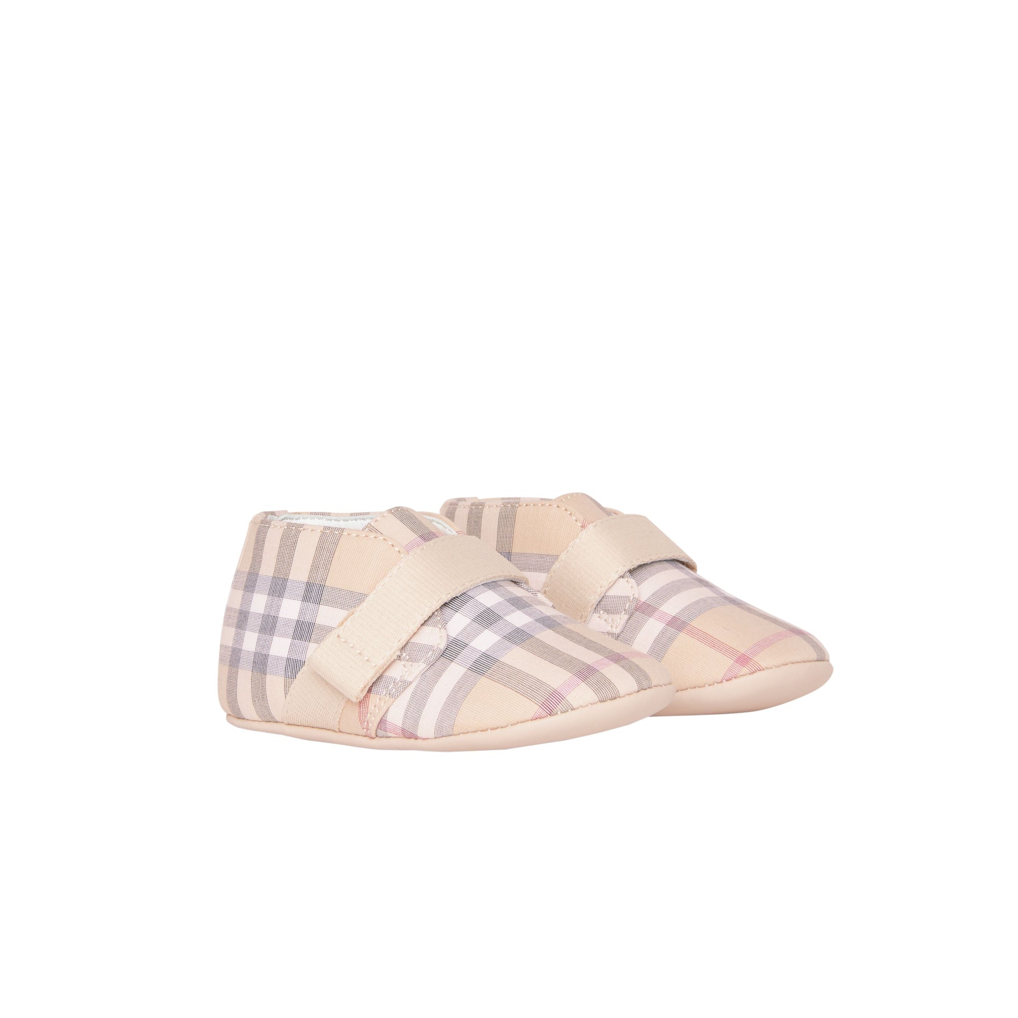 Chaussures en cuir et coton à motif check - Pale Stone