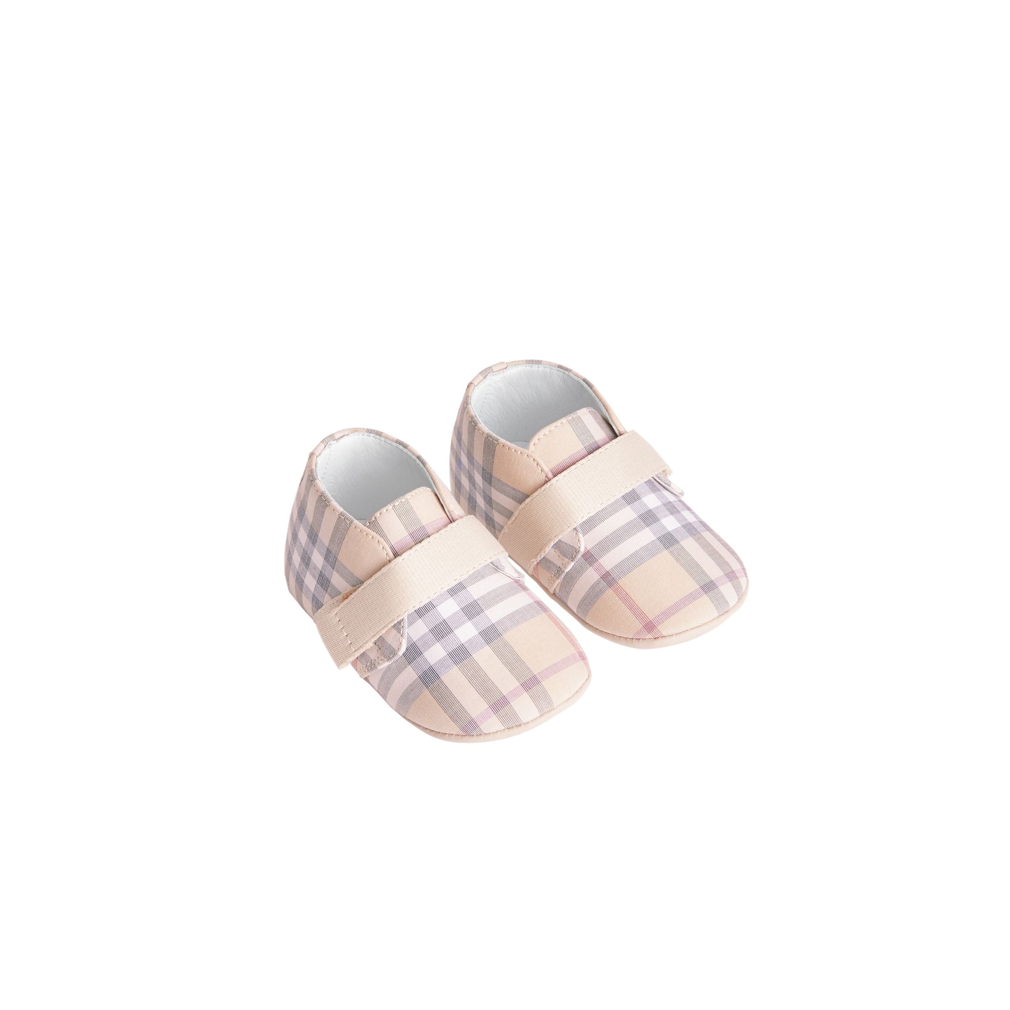 Chaussures en cuir et coton à motif check - Pale Stone