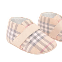 Chaussures en cuir et coton à motif check - Pale Stone