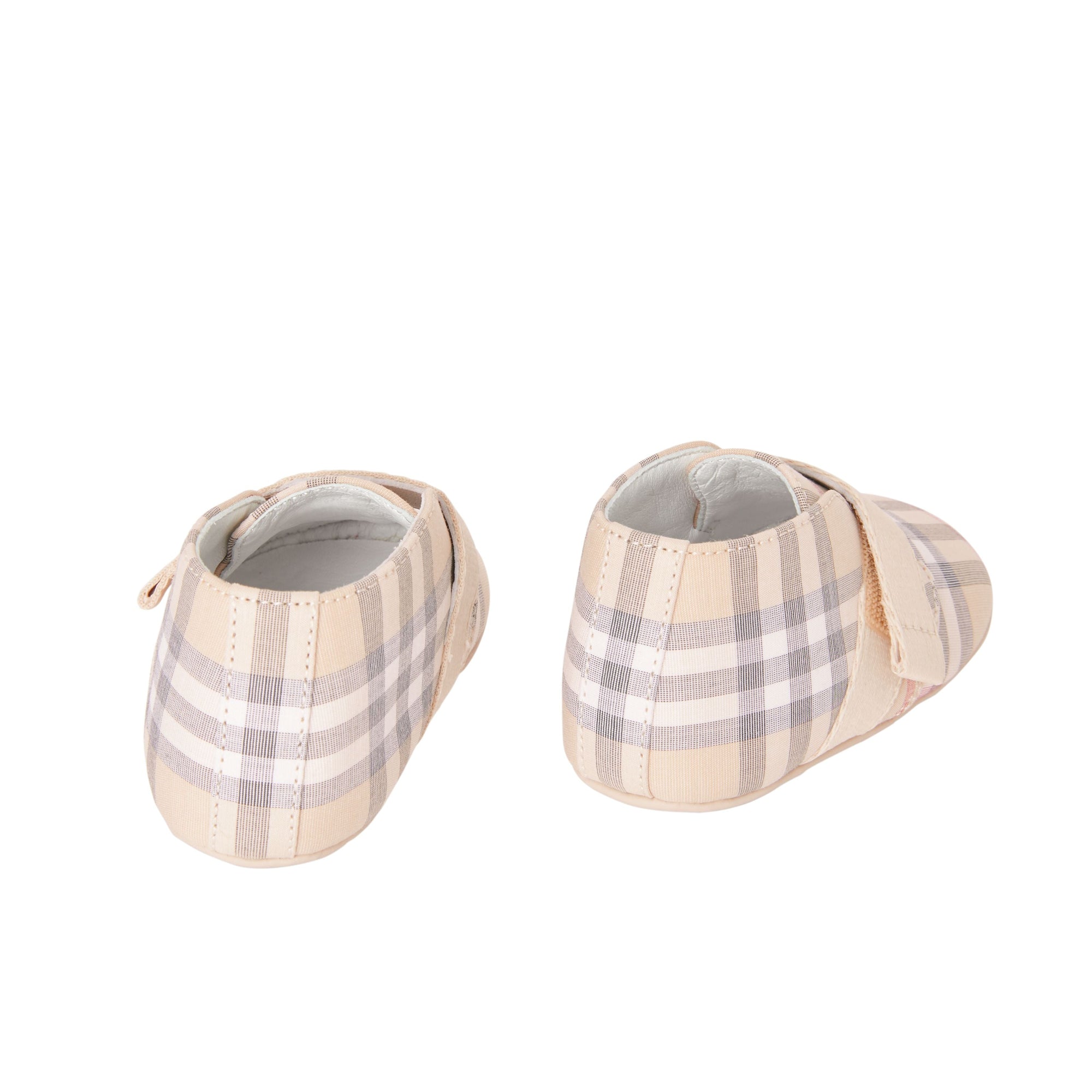 Chaussures en cuir et coton à motif check - Pale Stone