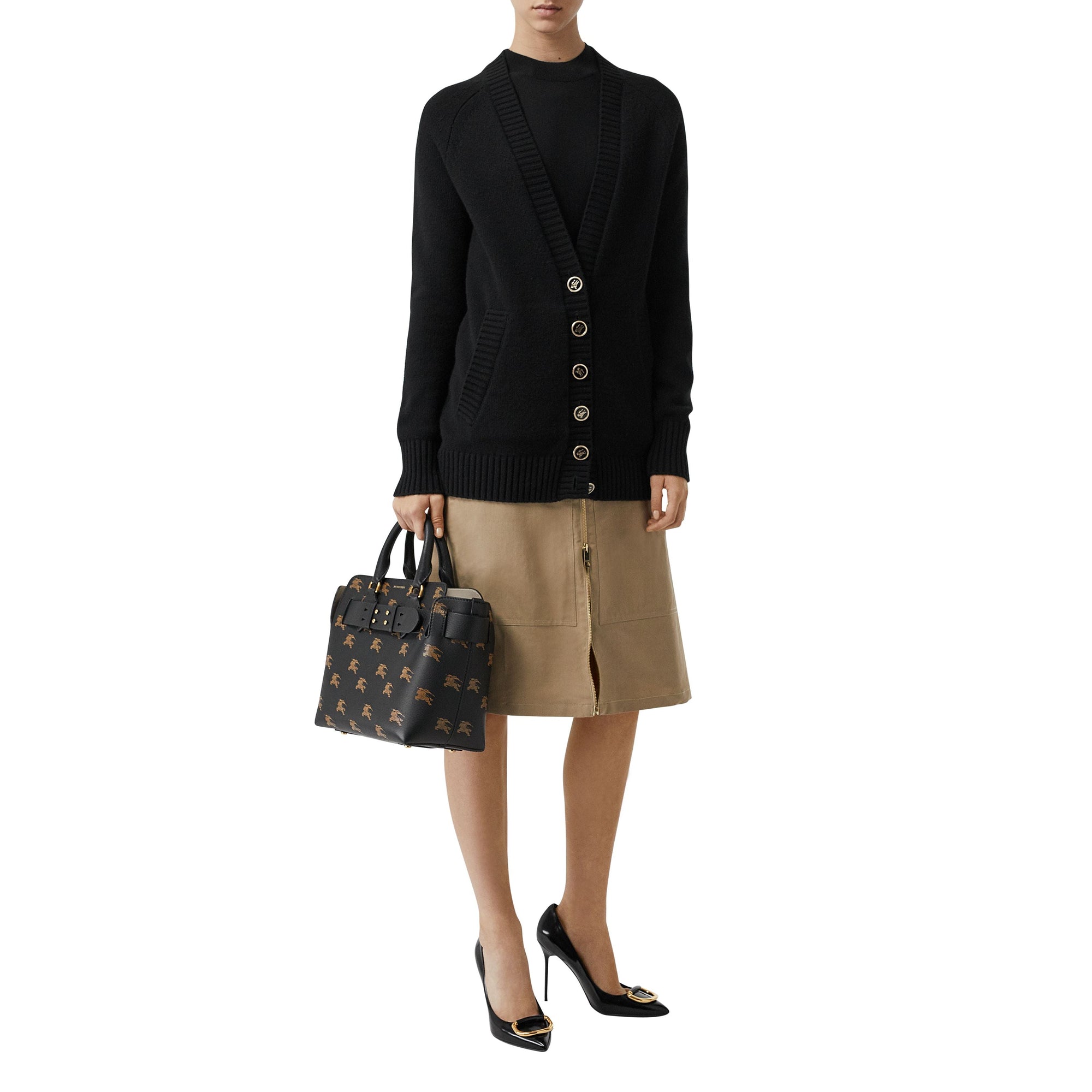 Petit sac The Belt en cuir avec emblème du Cavalier - Black