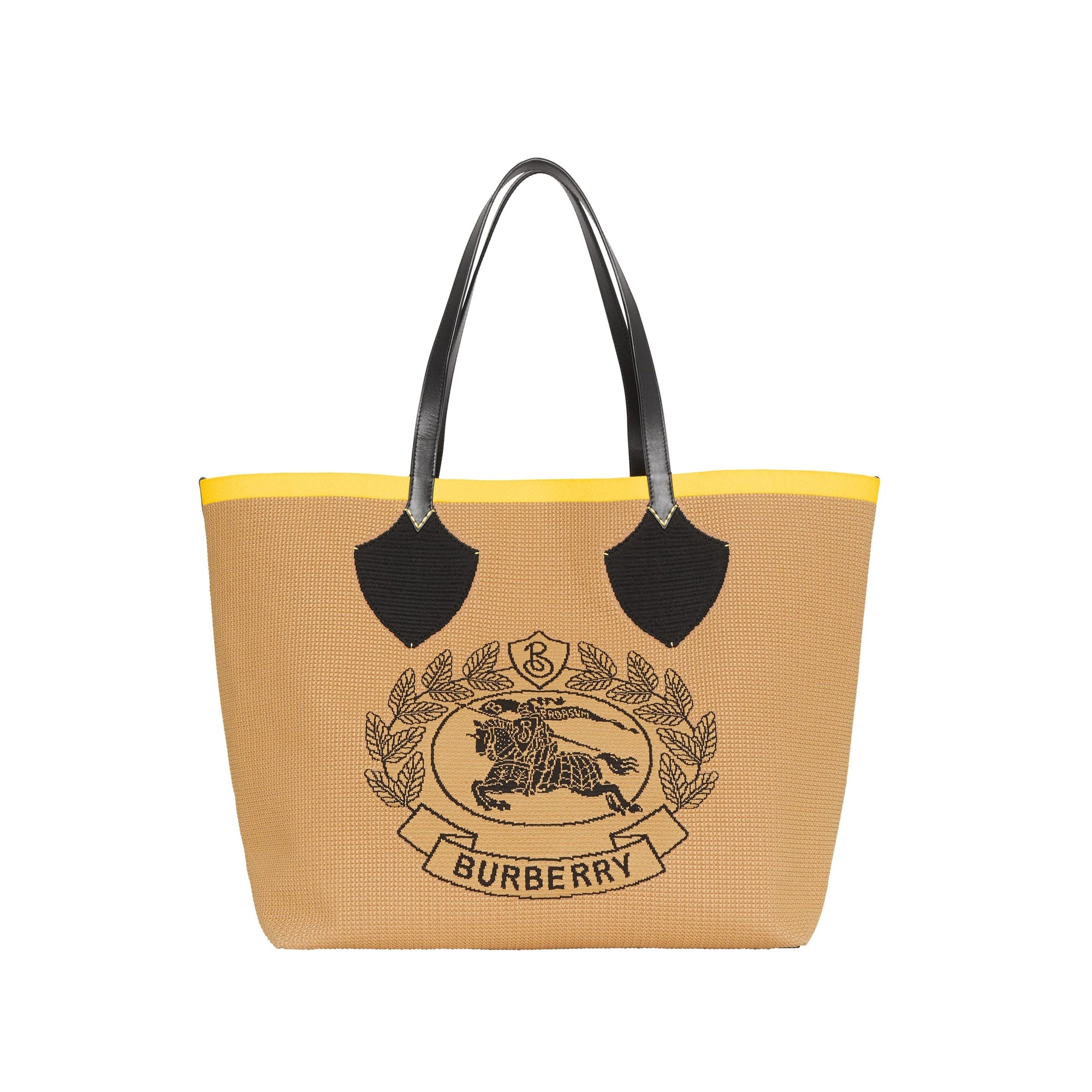 Sac tote The Giant avec écusson d'archive en maille - Black & Iris Yellow
