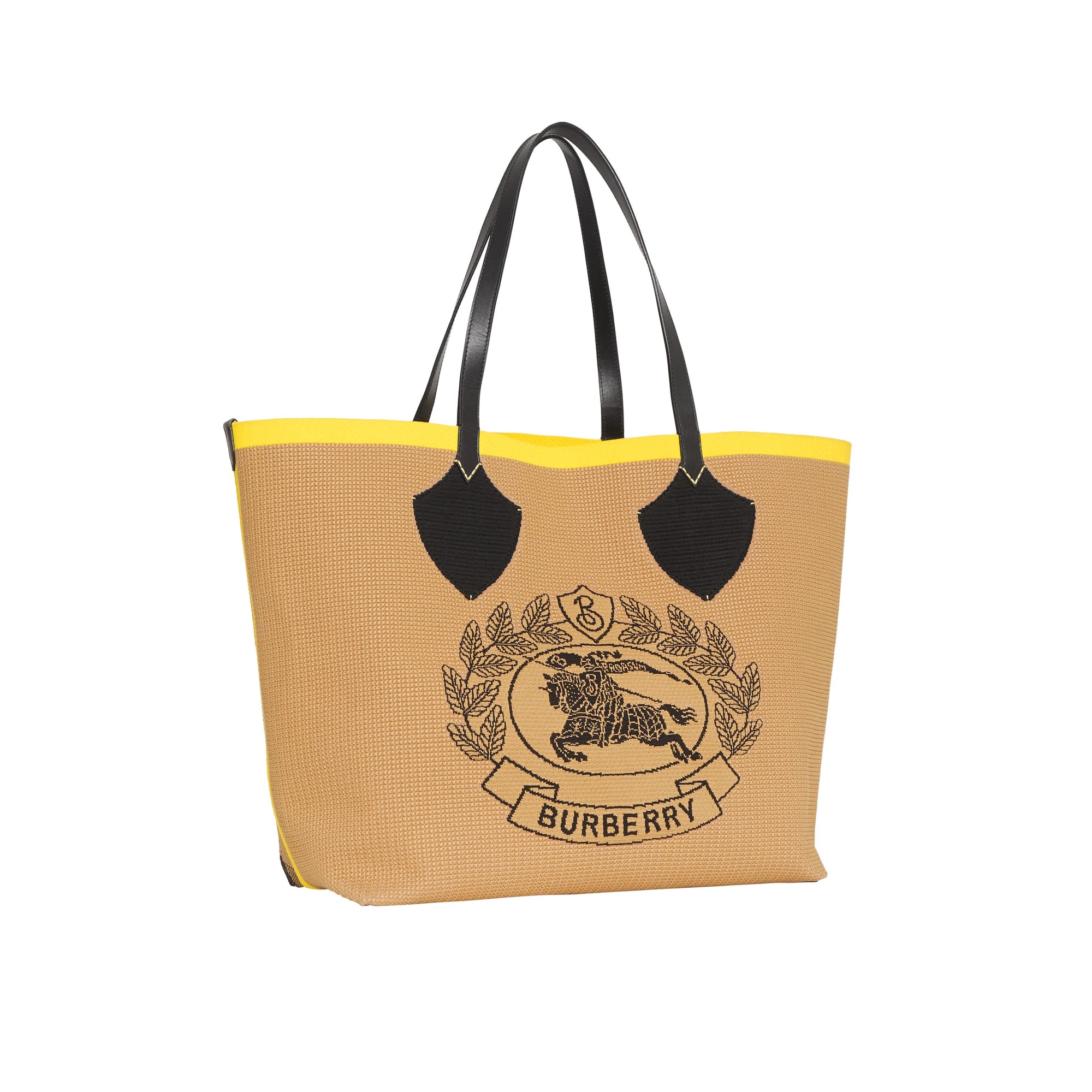 Sac tote The Giant avec écusson d'archive en maille - Black & Iris Yellow