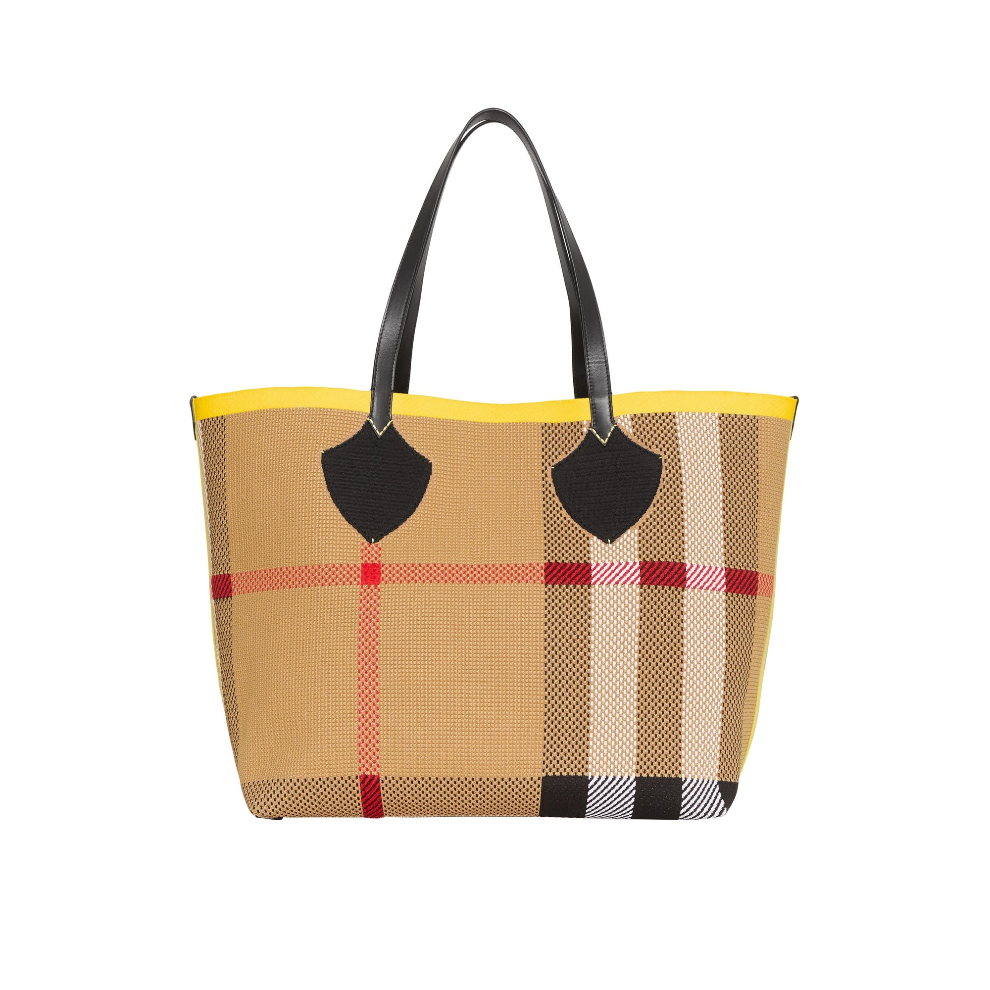 Sac tote The Giant avec écusson d'archive en maille - Black & Iris Yellow