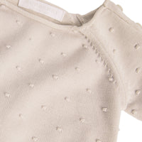Coffret cadeau deux pièces pour bébé en coton à pompons - Stone