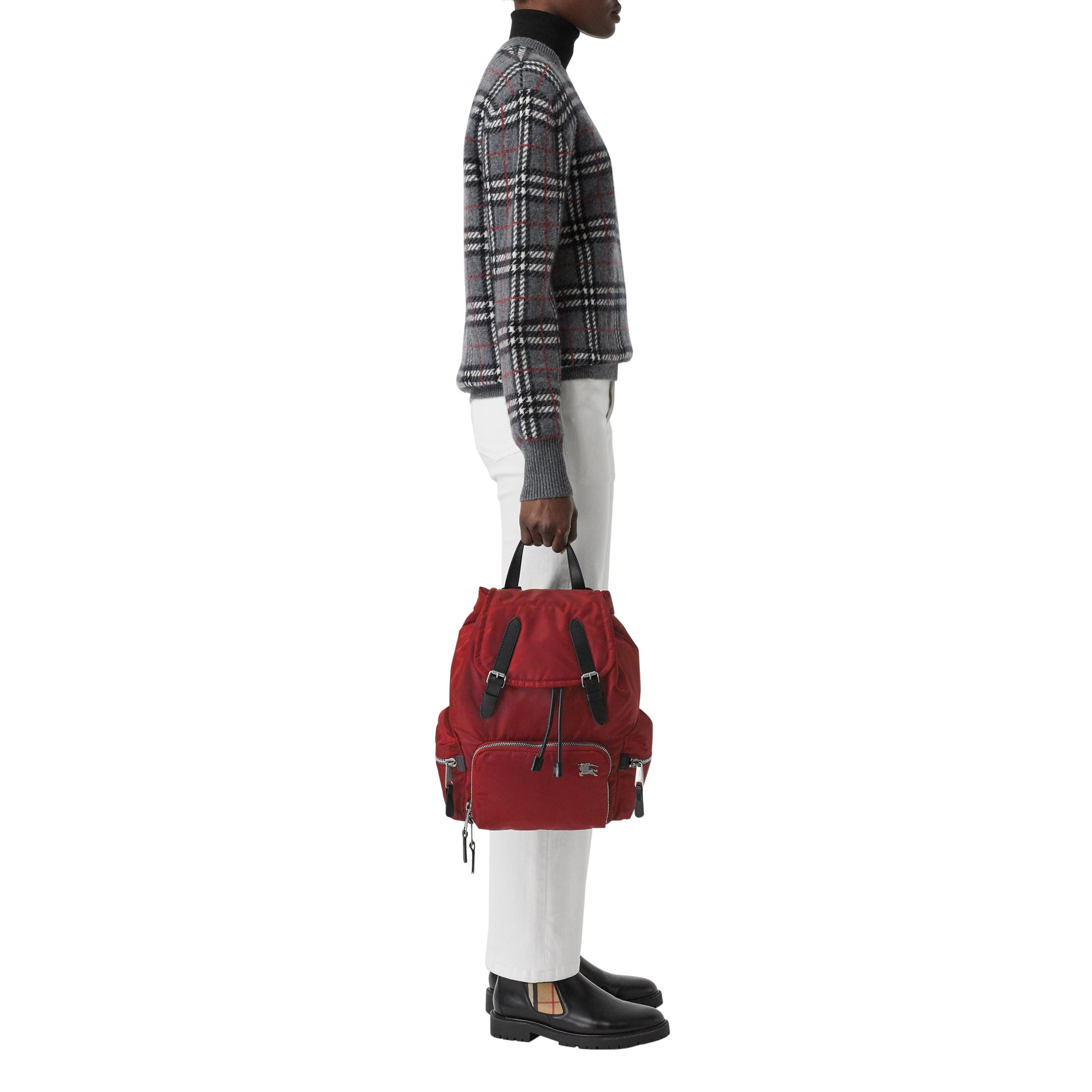 Sac The Rucksack moyen en nylon et cuir - Burgundy Red
