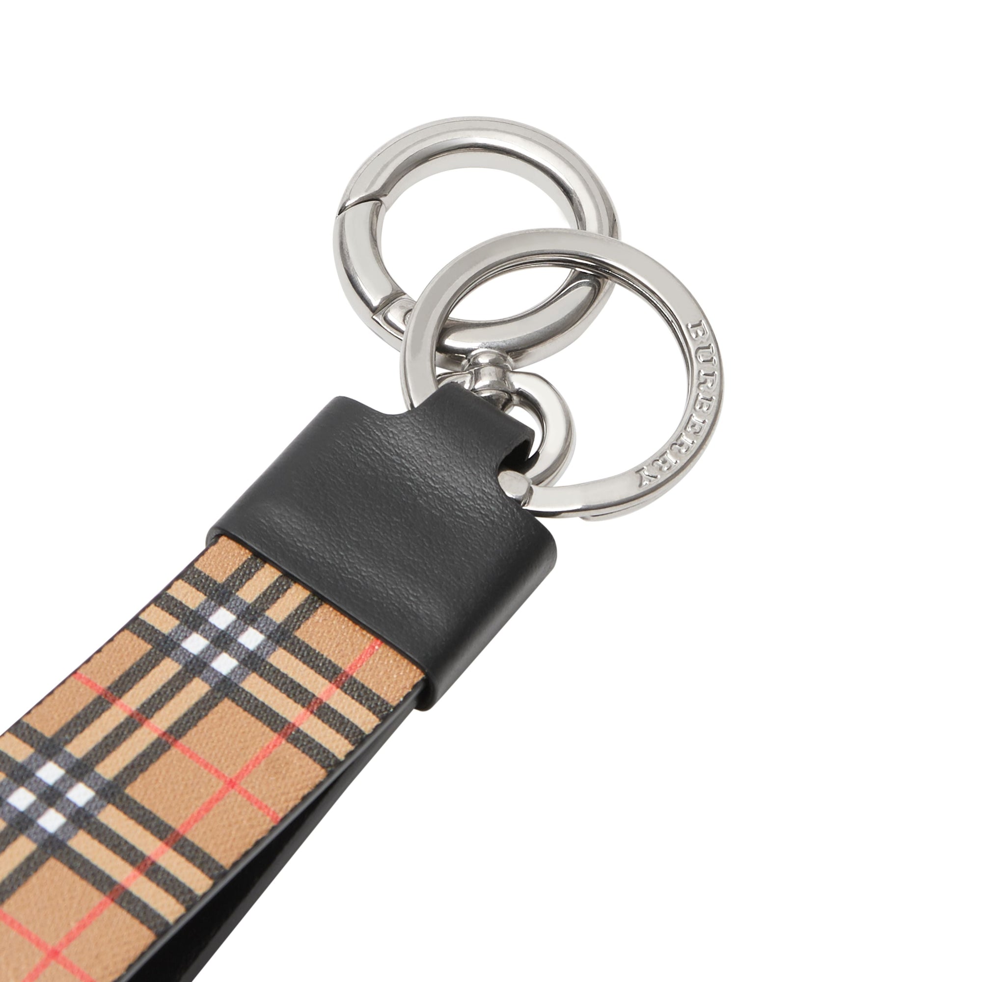 Porte-clés en cuir et à micro-motif check - Antique Yellow & Mini
