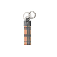 Porte-clés en cuir et à micro-motif check - Antique Yellow & Mini