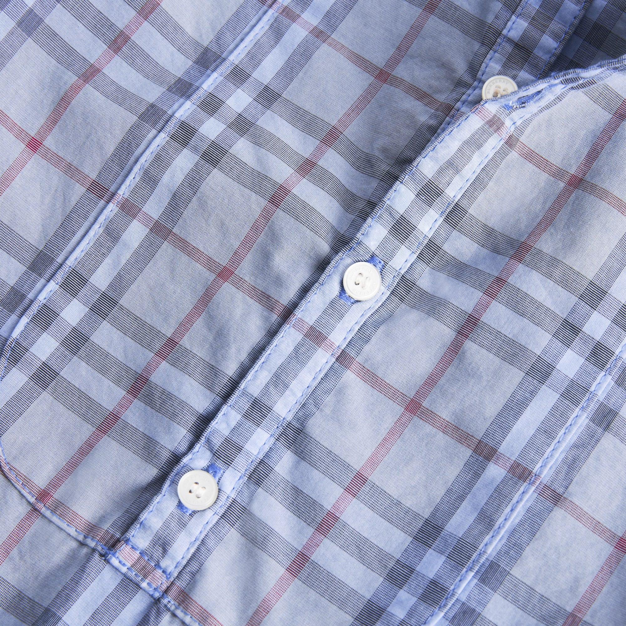 Combinaison en coton check à plastron - Dusty Blue