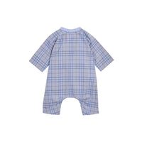 Combinaison en coton check à plastron - Dusty Blue