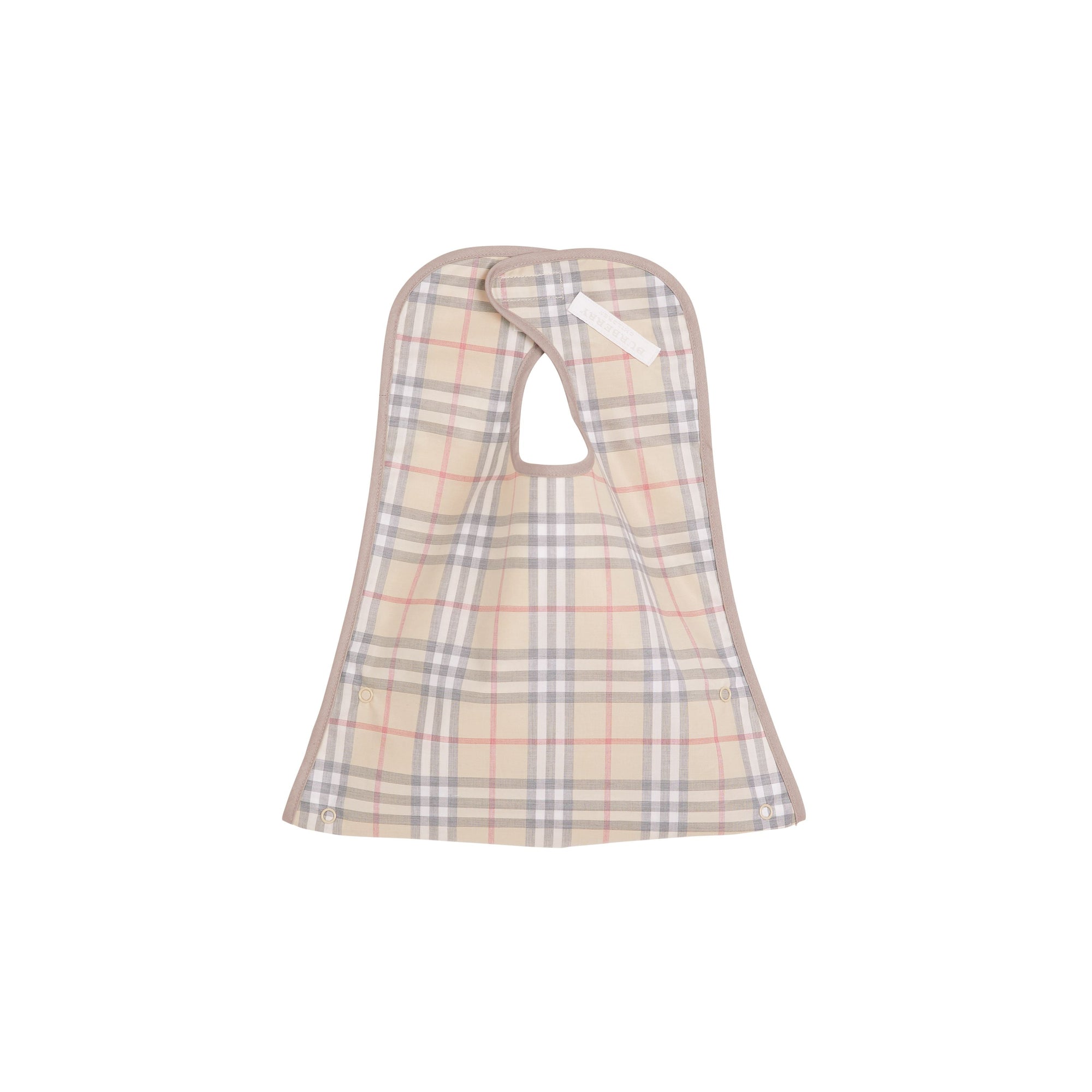 Bavoir en coton à motif check enduit - Pale Stone