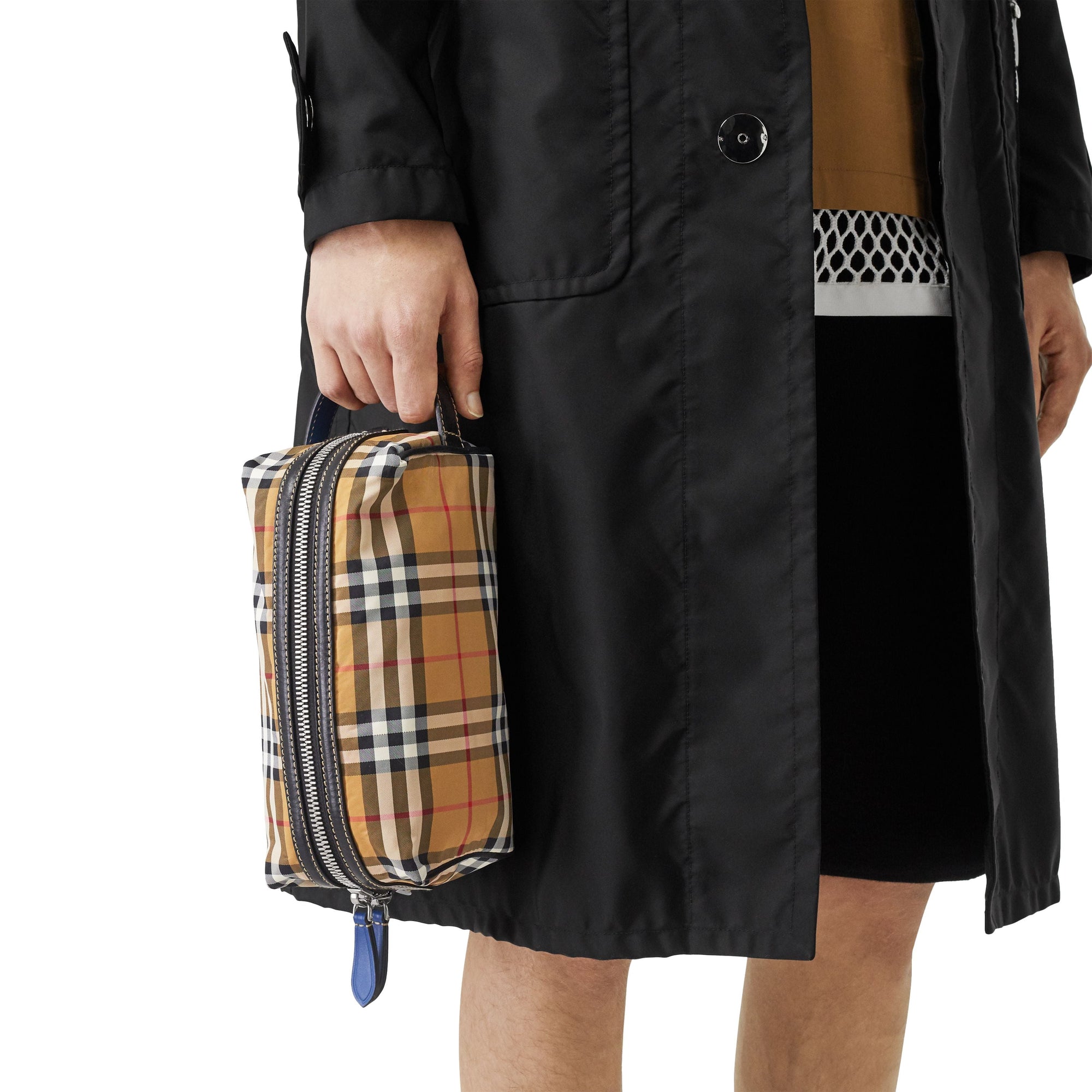 Pochette en cuir et Vintage check - Antique Yellow