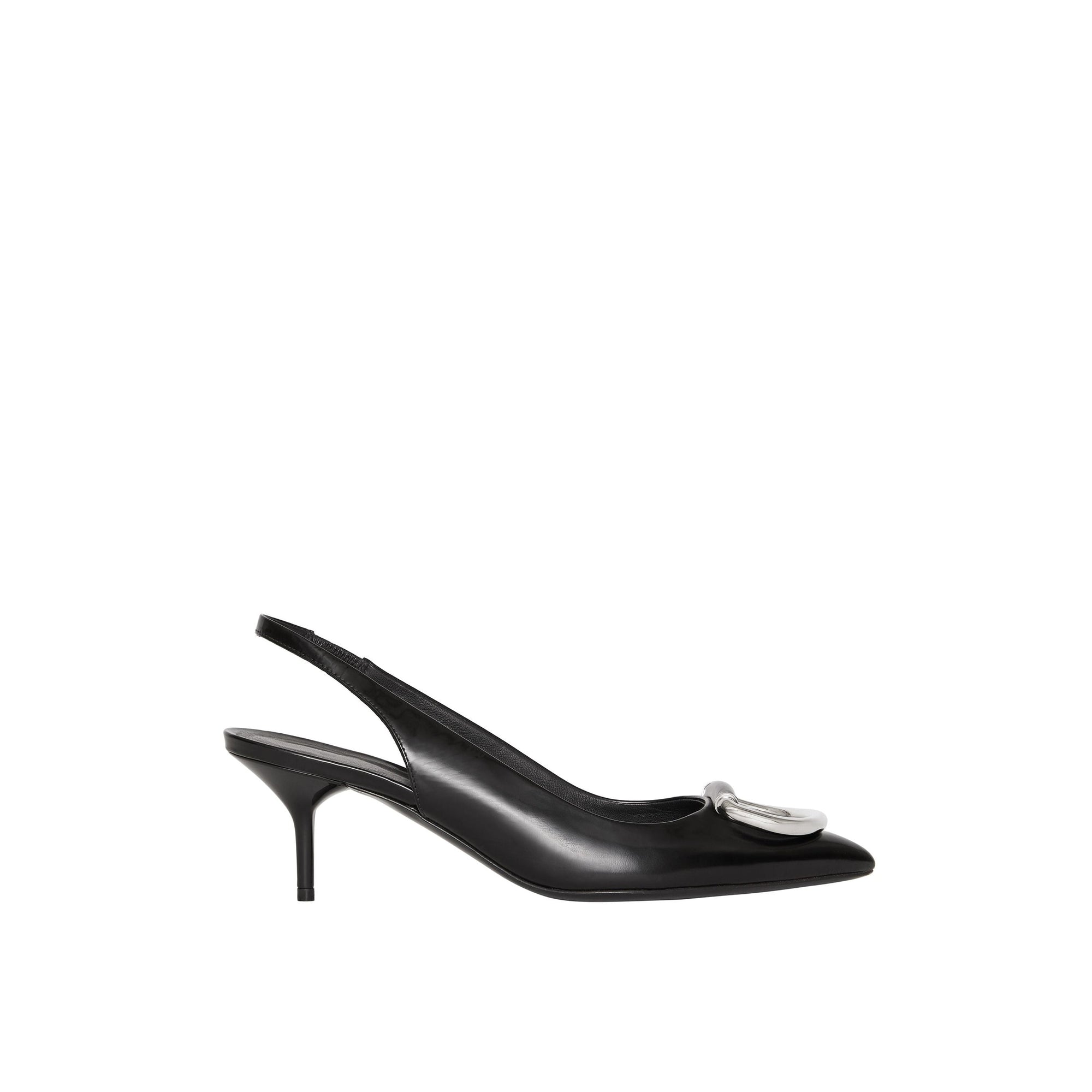 Escarpins à talon ouvert The D-ring en cuir - Black & Nickel