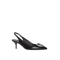 Escarpins à talon ouvert The D-ring en cuir - Black & Nickel