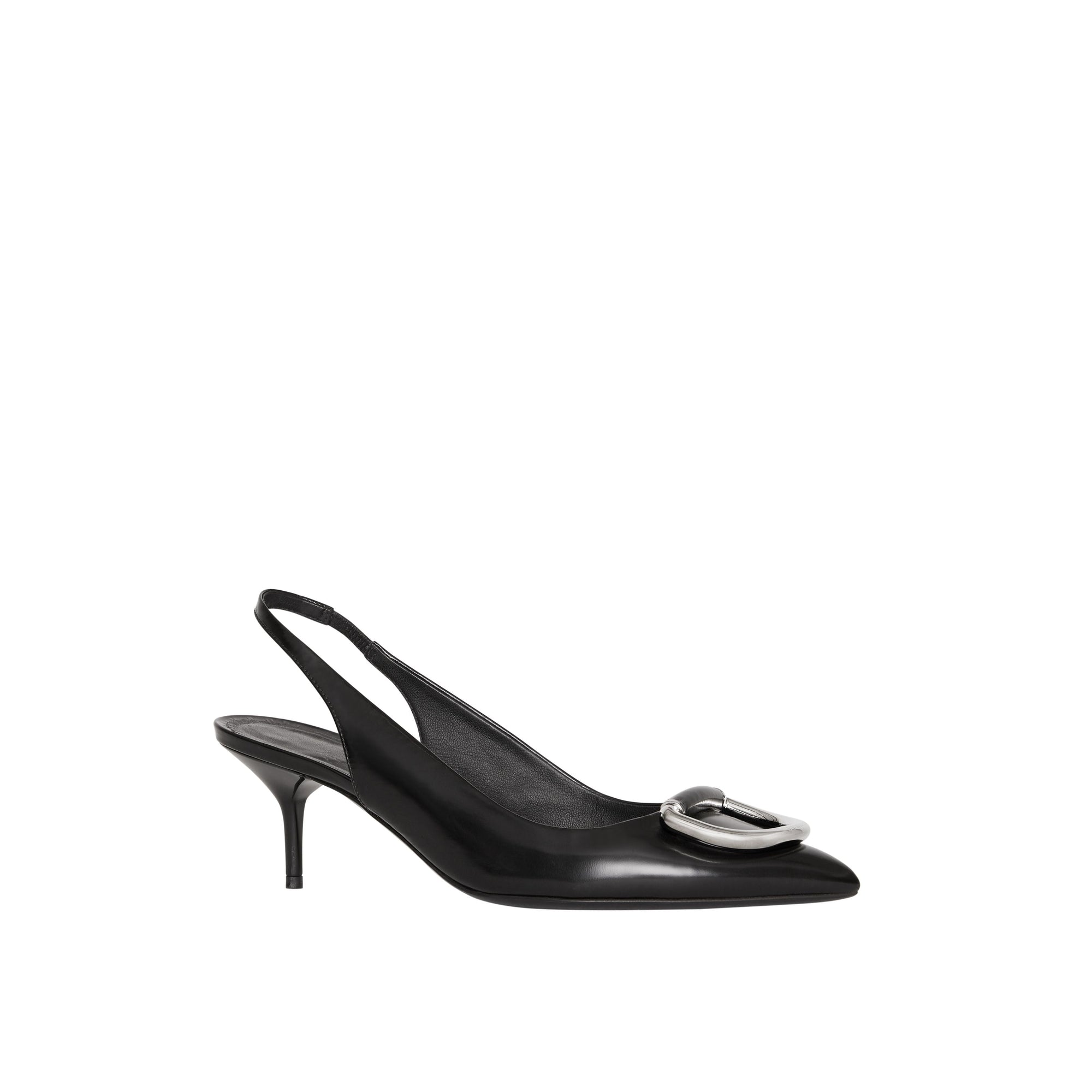 Escarpins à talon ouvert The D-ring en cuir - Black & Nickel