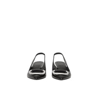 Escarpins à talon ouvert The D-ring en cuir - Black & Nickel