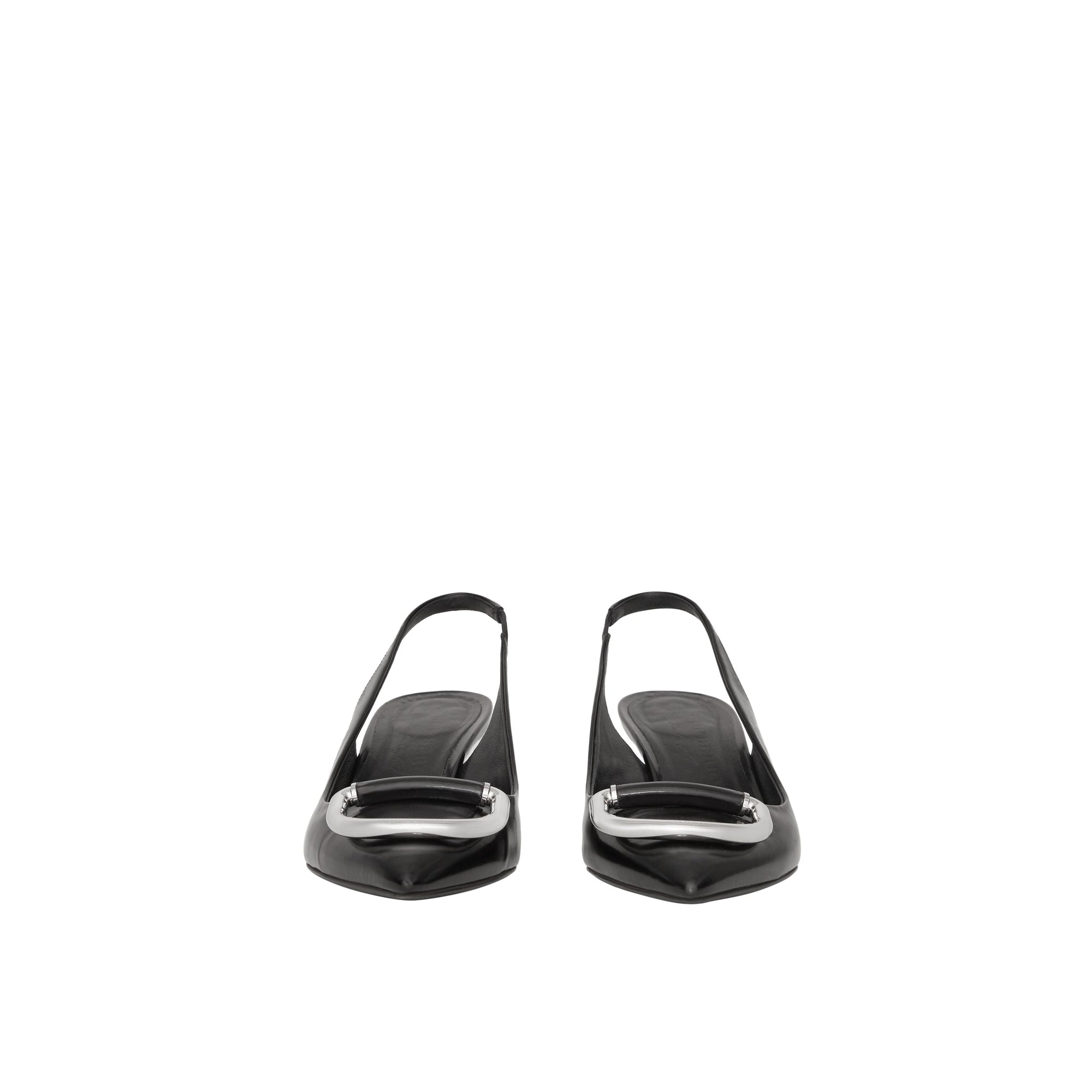 Escarpins à talon ouvert The D-ring en cuir - Black & Nickel