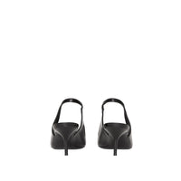 Escarpins à talon ouvert The D-ring en cuir - Black & Nickel