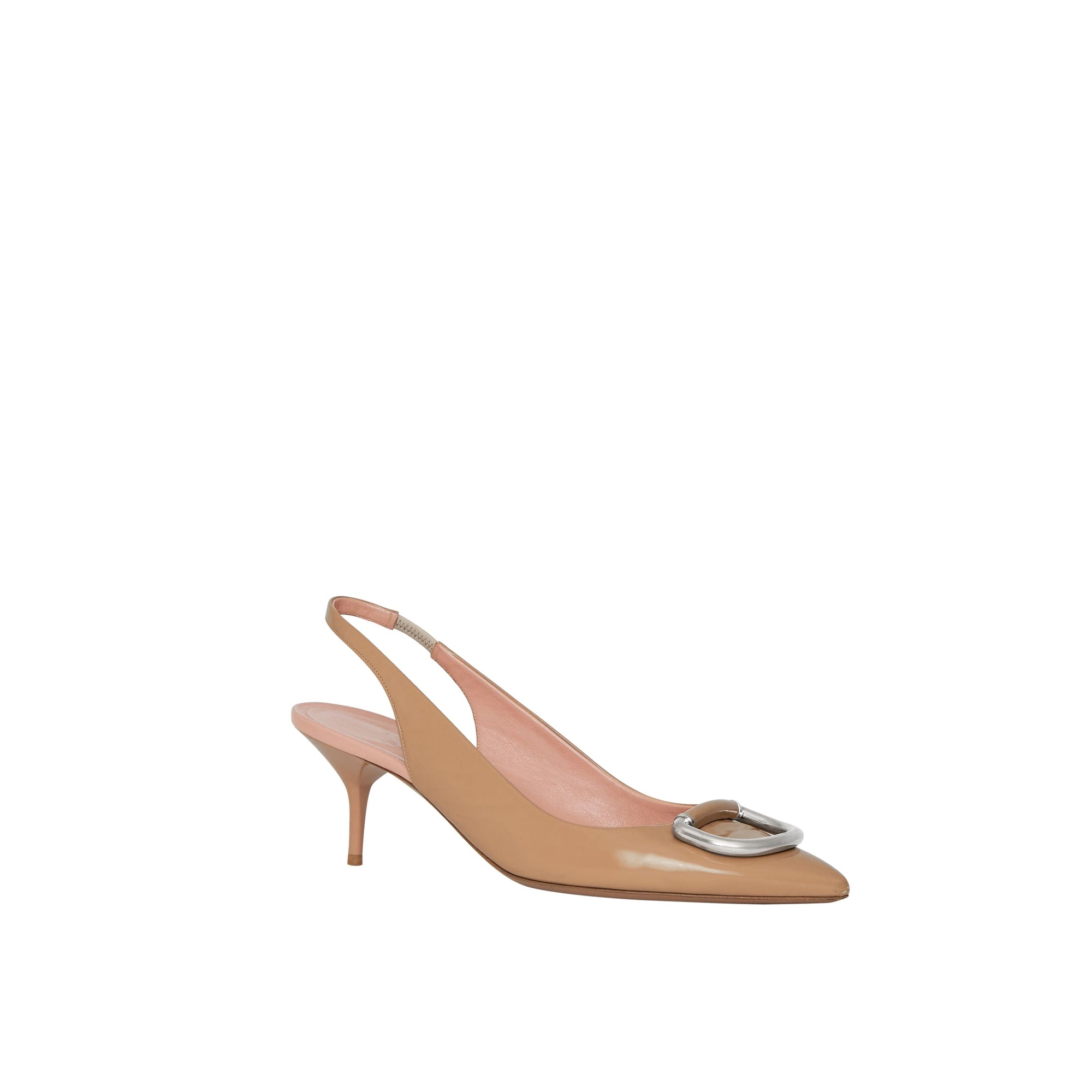 Escarpins à talon ouvert The D-ring en cuir - Nude Blush