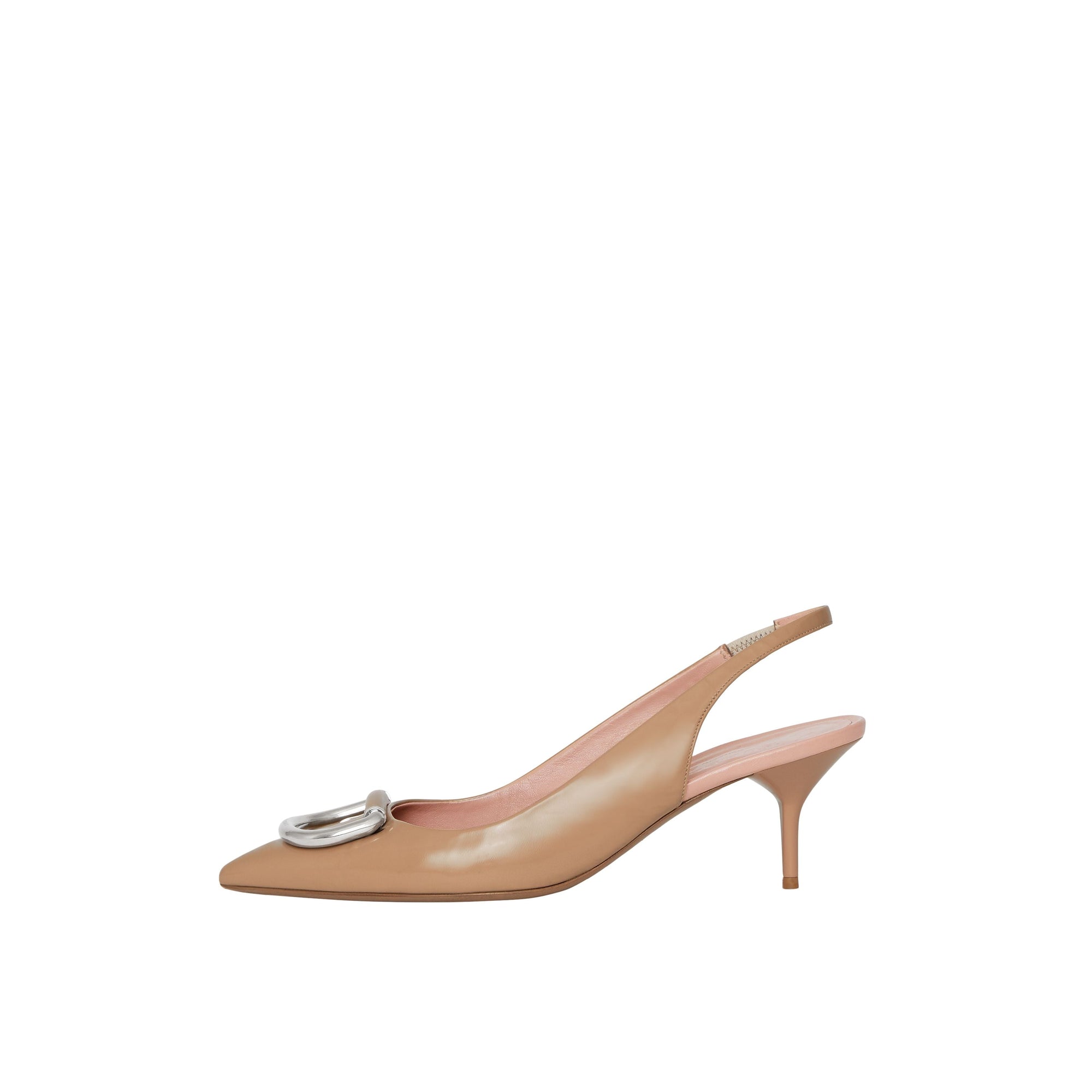 Escarpins à talon ouvert The D-ring en cuir - Nude Blush