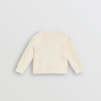 Cardigan à col ras du cou en coton à maille ajourée - Ivory