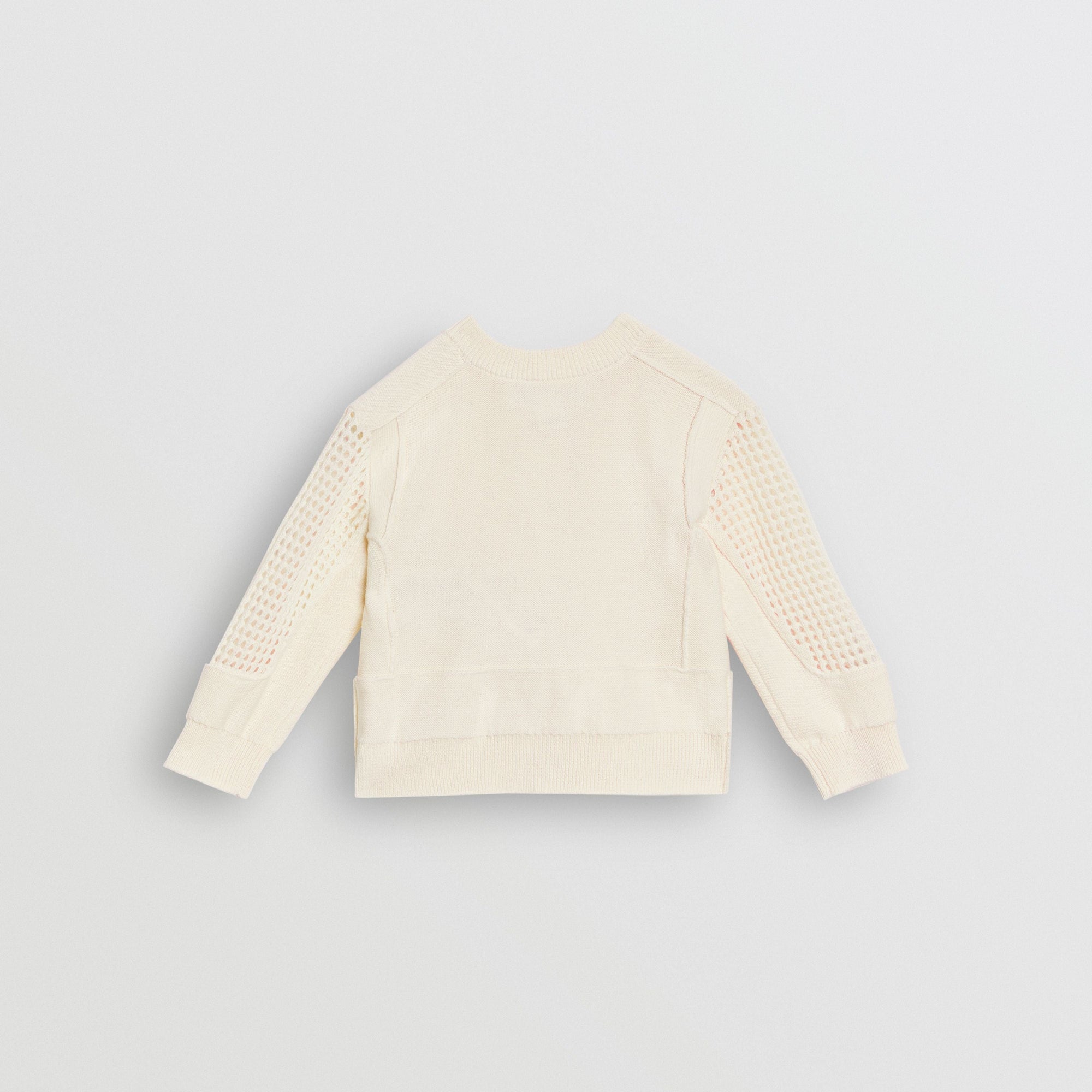 Cardigan à col ras du cou en coton à maille ajourée - Ivory