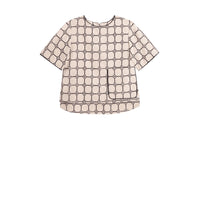 Haut en coton avec imprimé floral et passepoil - Stone