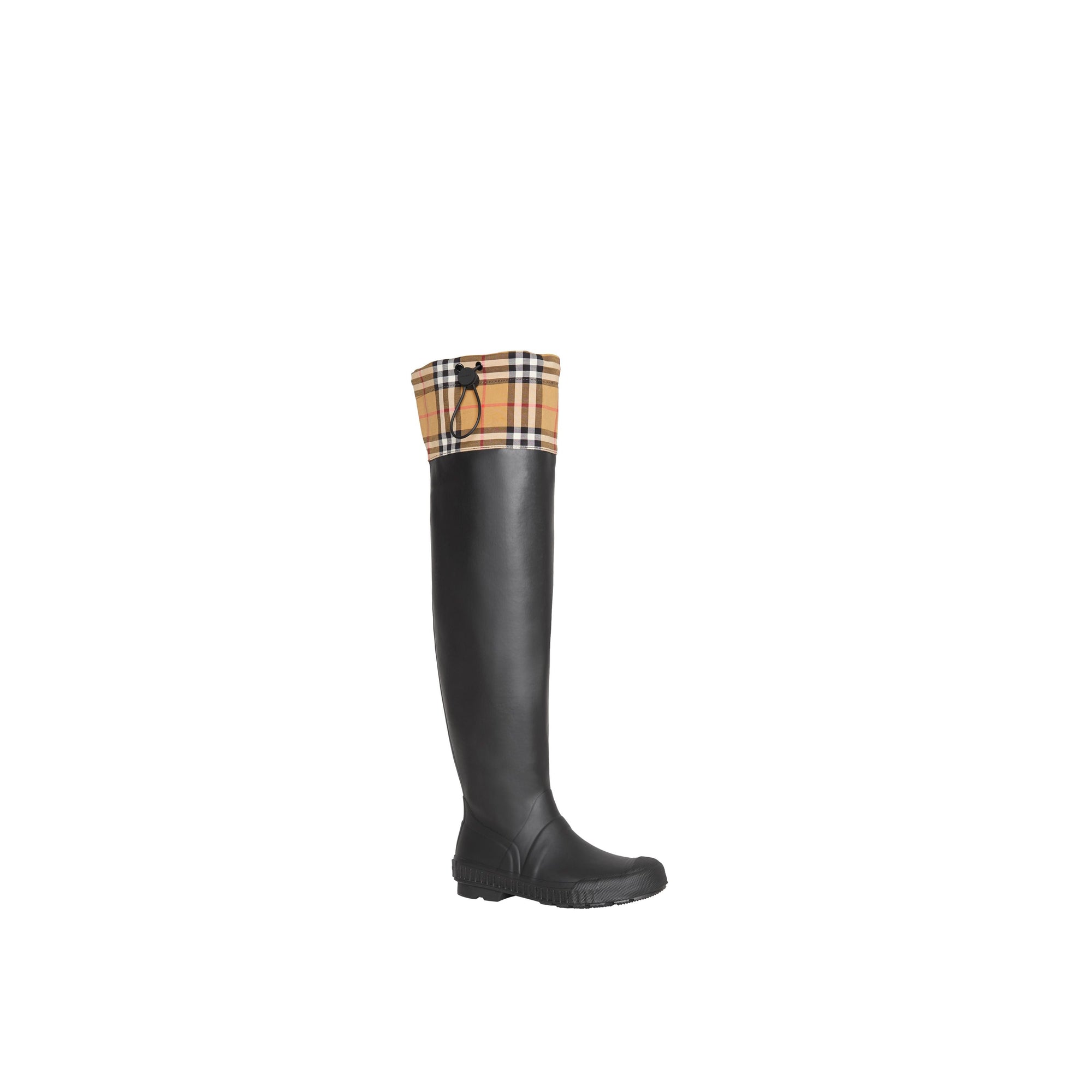 Bottes de pluie en caoutchouc et à motif Vintage check - Black