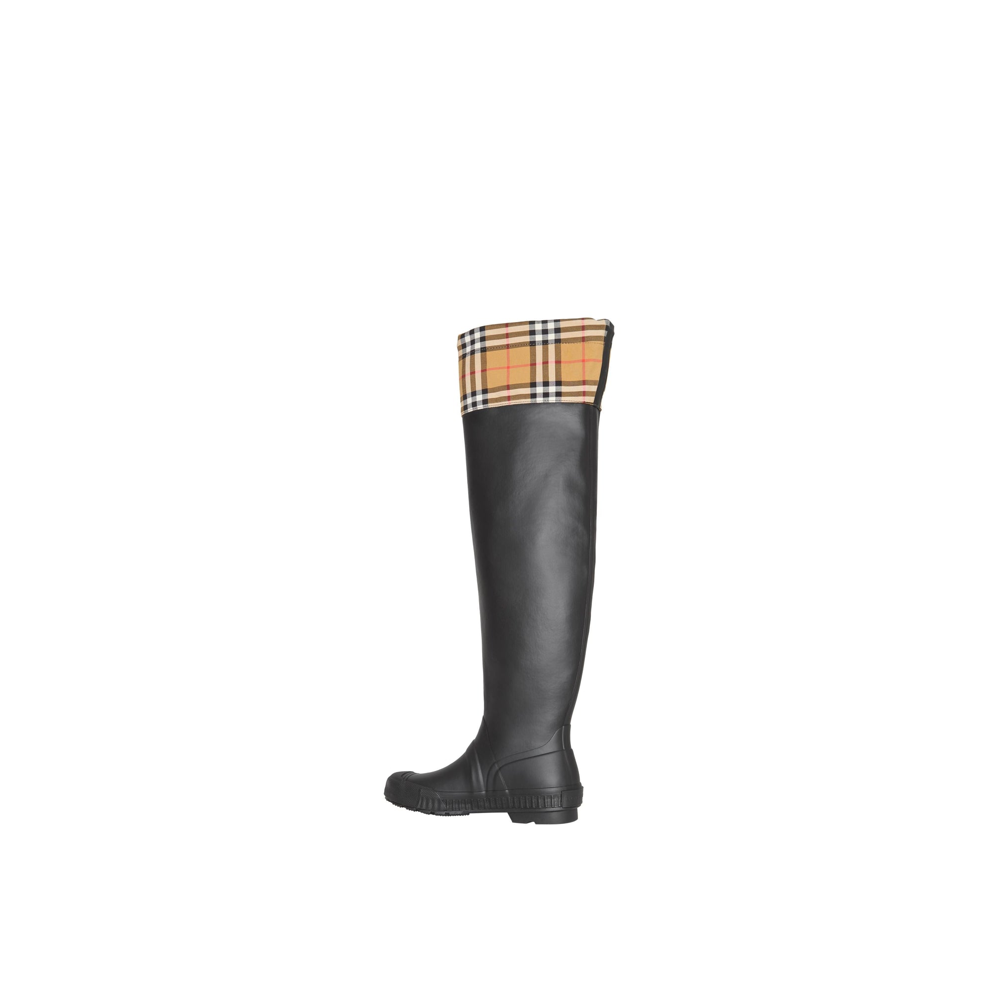 Bottes de pluie en caoutchouc et à motif Vintage check - Black