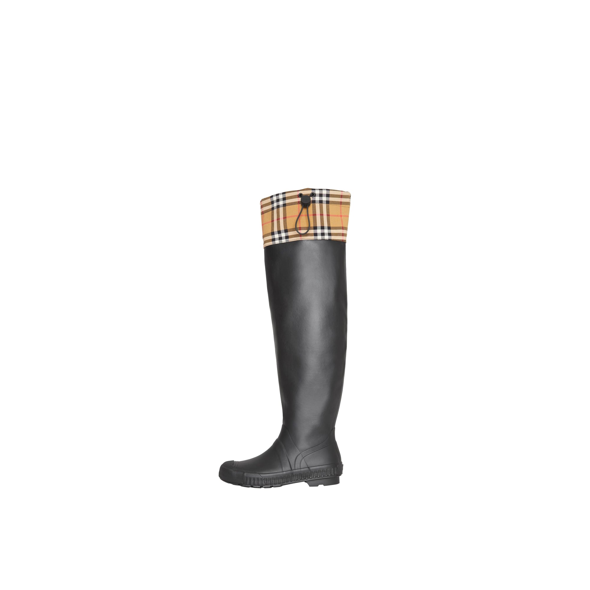 Bottes de pluie en caoutchouc et à motif Vintage check - Black