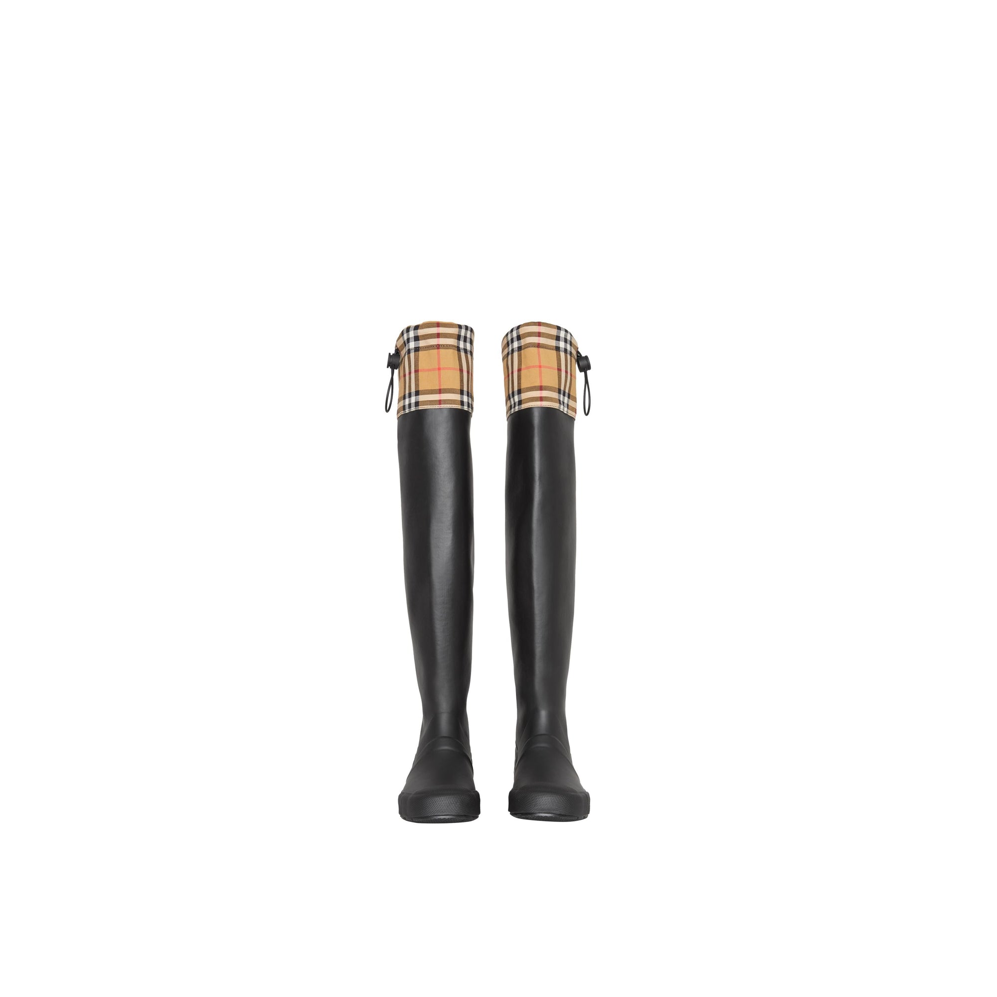 Bottes de pluie en caoutchouc et à motif Vintage check - Black