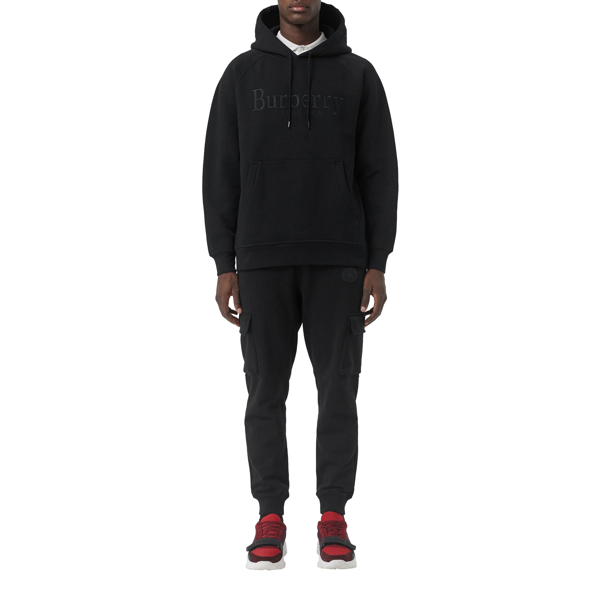 Sweat-shirt à capuche en jersey avec logo brodé - Black