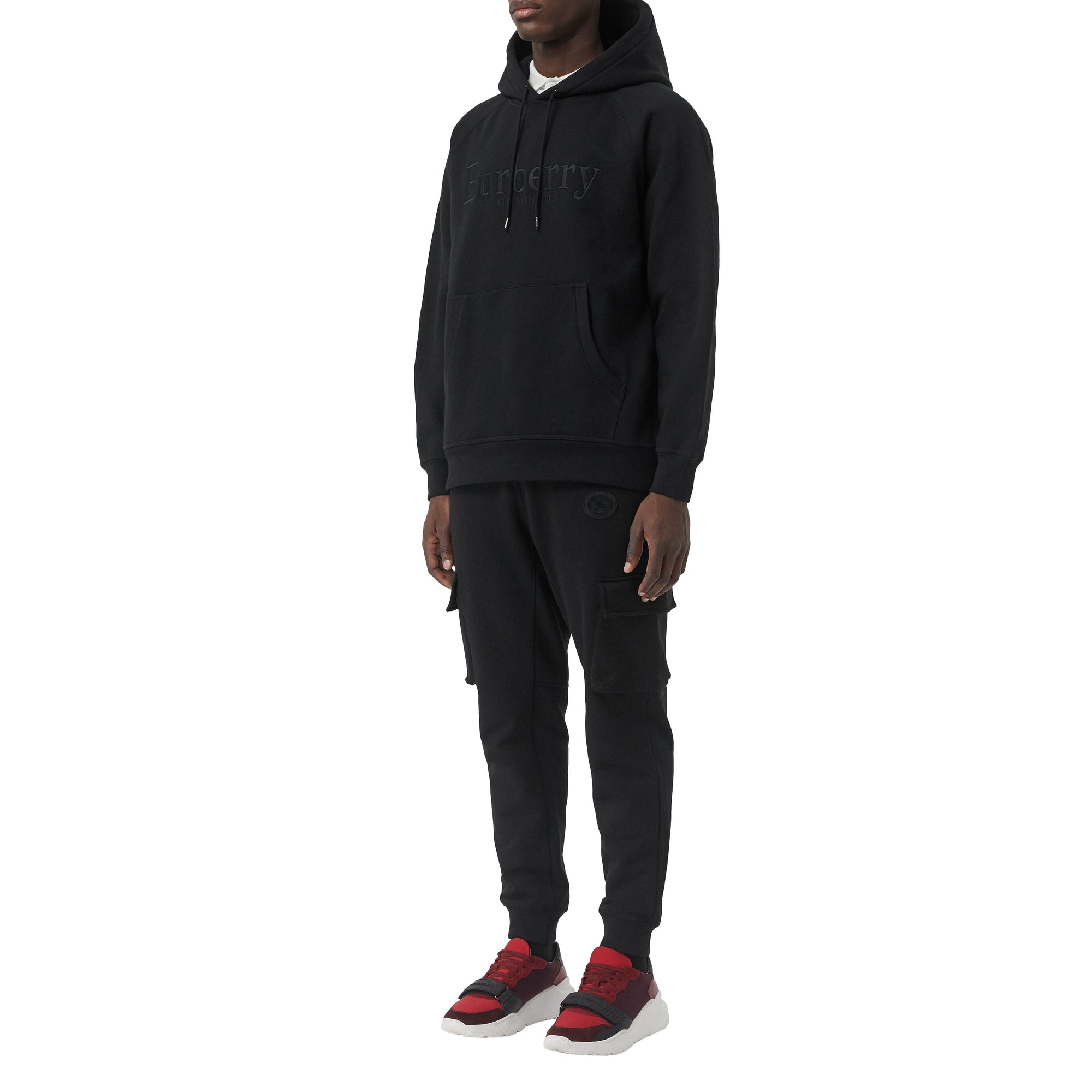 Sweat-shirt à capuche en jersey avec logo brodé - Black