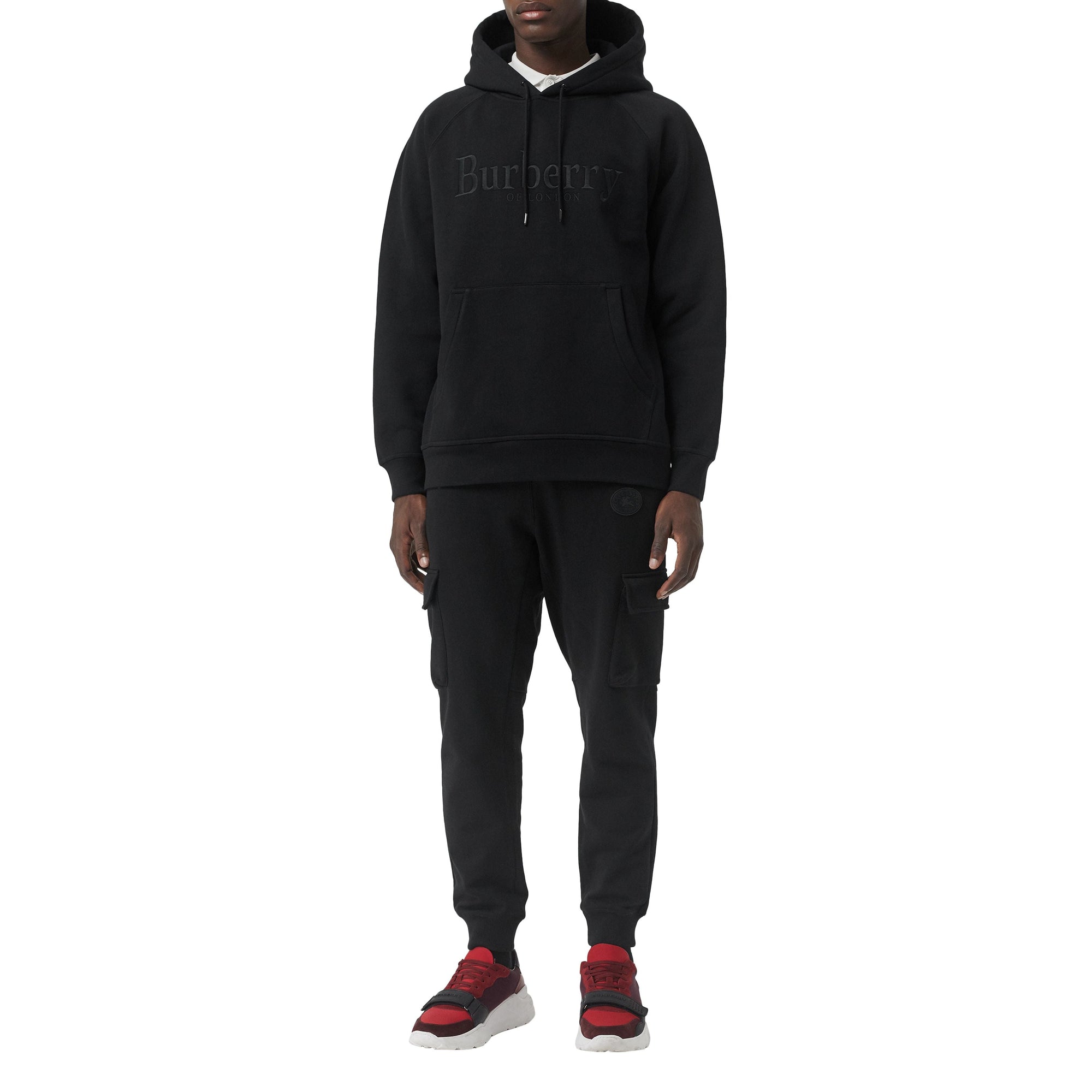 Sweat-shirt à capuche en jersey avec logo brodé - Black