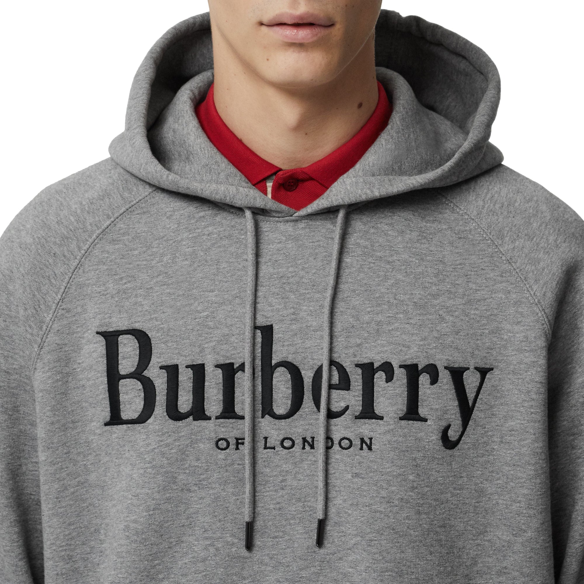 Sweat-shirt à capuche en jersey avec logo brodé - Pale Grey Melange