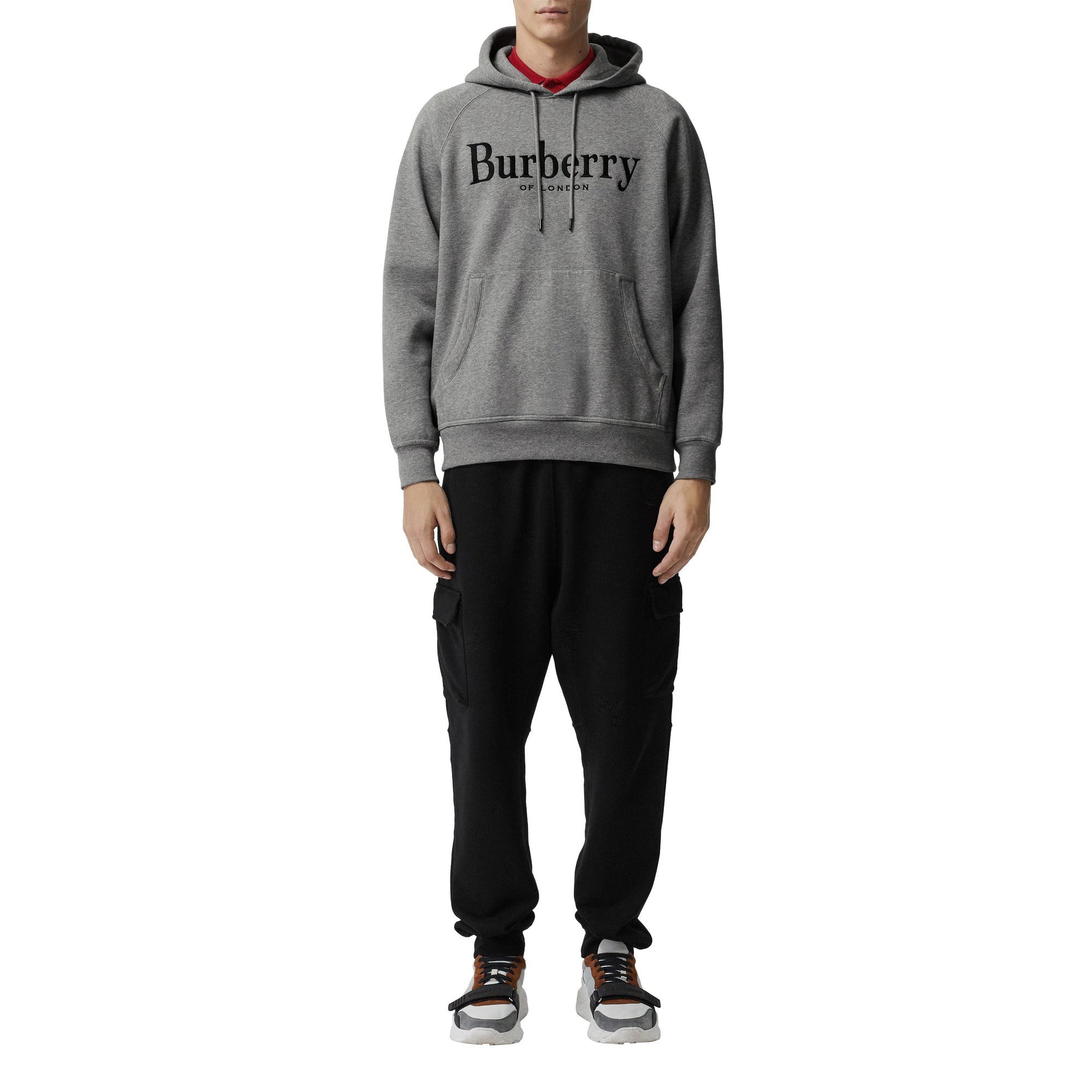 Sweat-shirt à capuche en jersey avec logo brodé - Pale Grey Melange